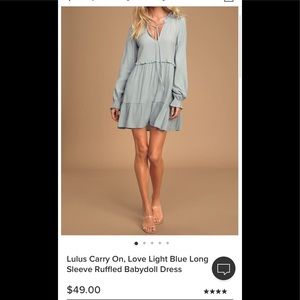 Lulu’s Carry On, Love Light Blue Long Sleeve Ruffled Babydoll Dress